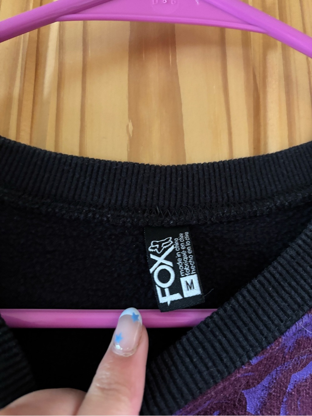 Fox Purple Floral crewneck with Black Sleeves - Fox - Picture 2 of 2